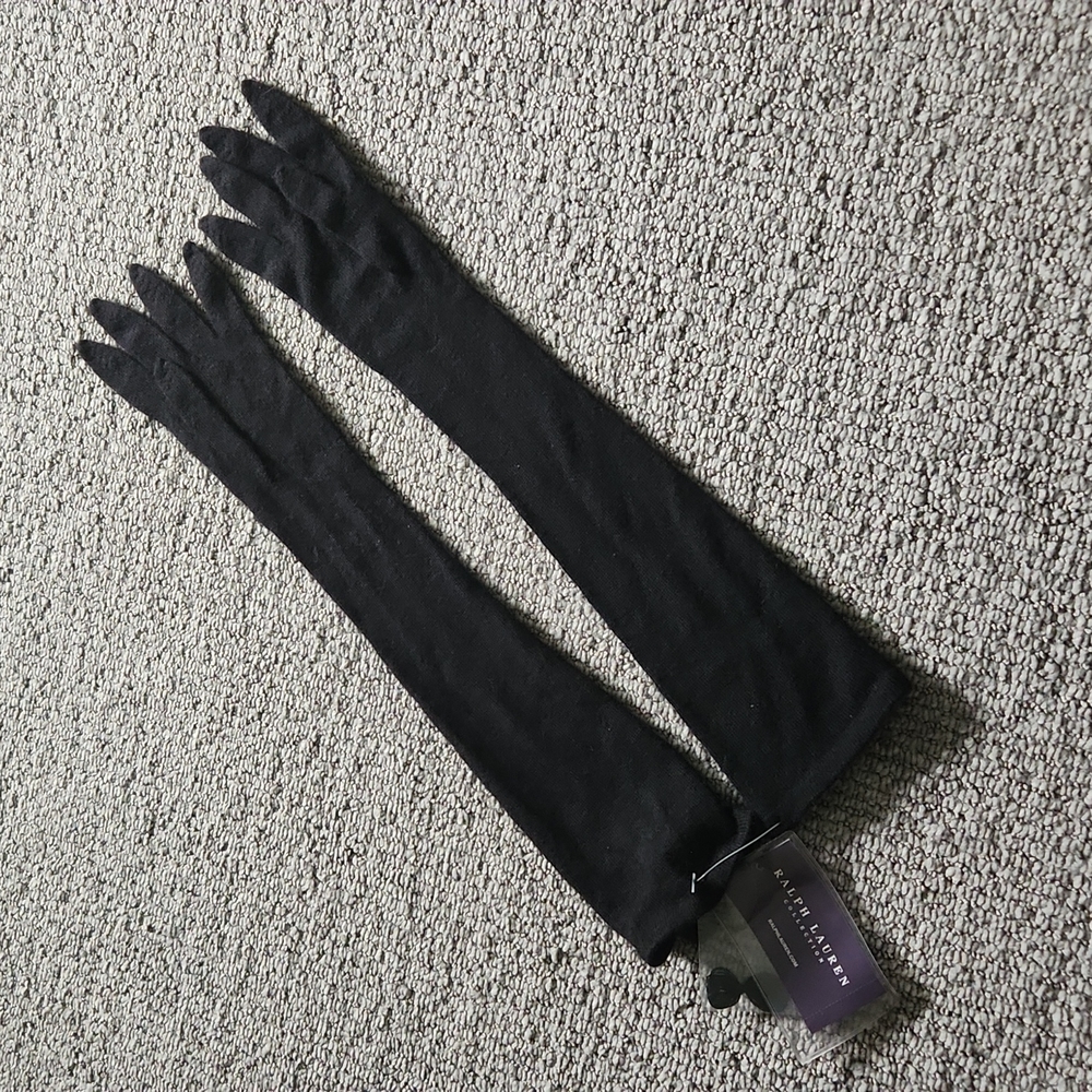 Ralph Lauren black cashmere evening gloves M/L